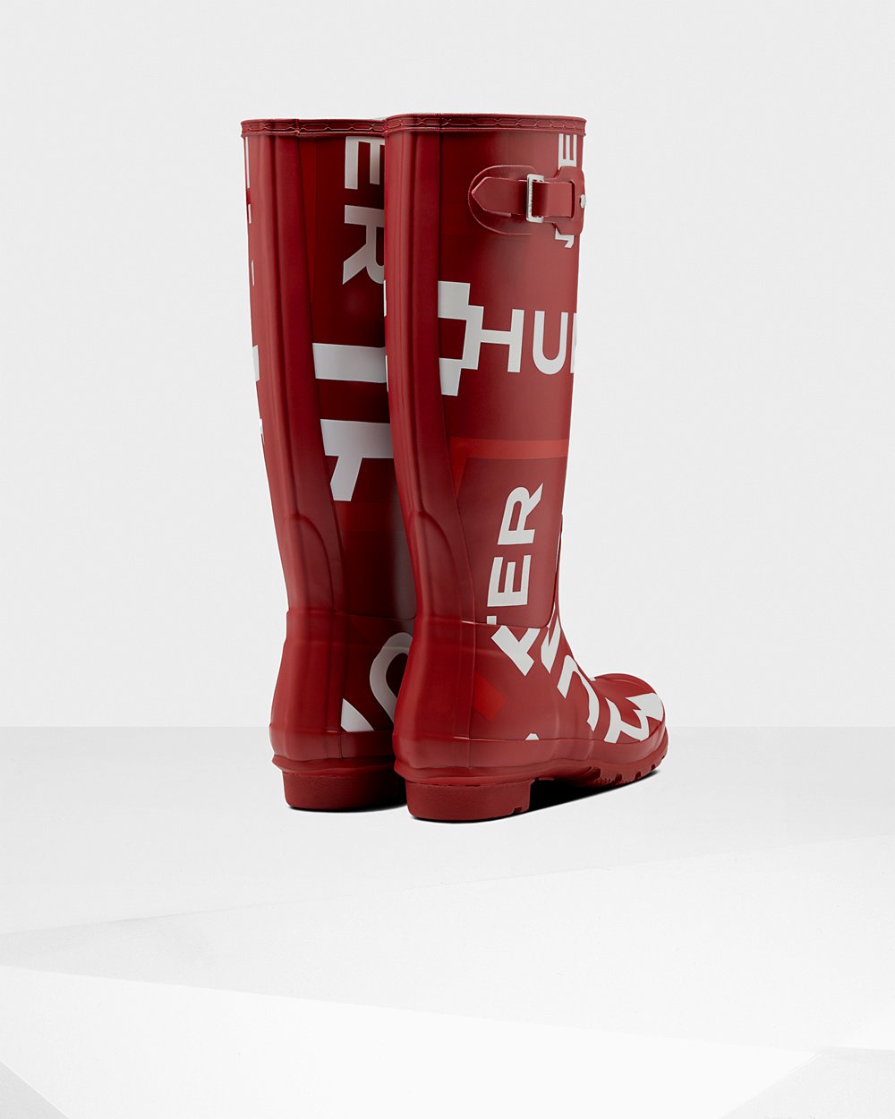 Hunter Original Exploded Logo Tall Rain Boots - Sale Online Womens Grey Red - ONSIJW632